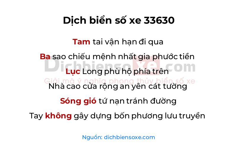 Dịch thơ biển số 33630