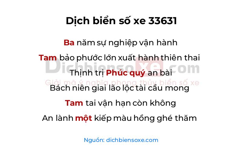Dịch thơ biển số 33631