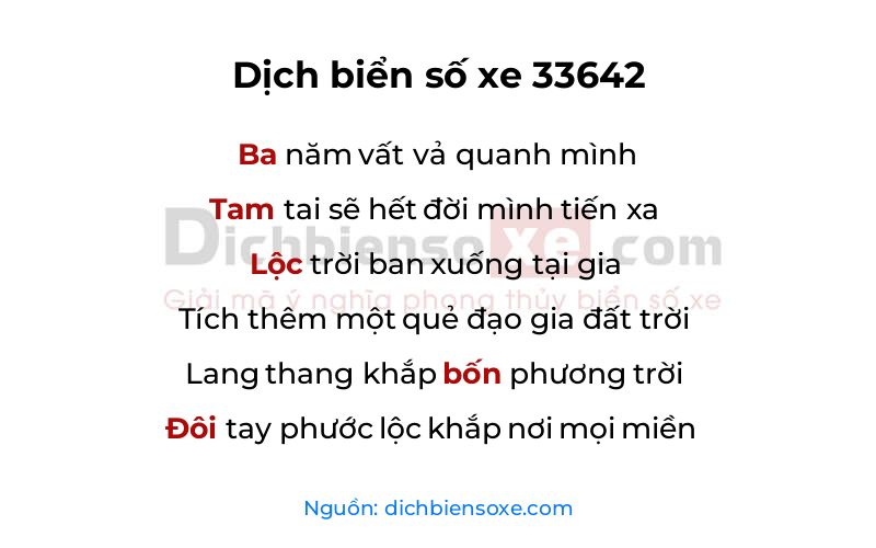Dịch thơ biển số 33642