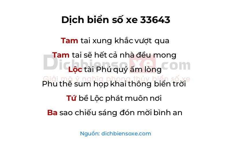 Dịch thơ biển số 33643