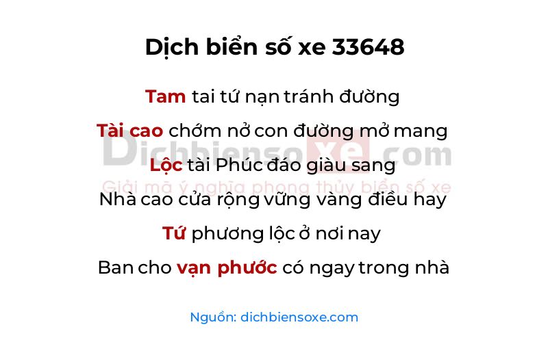 Dịch thơ biển số 33648