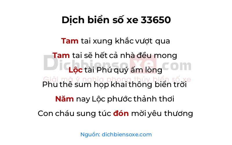 Dịch thơ biển số 33650