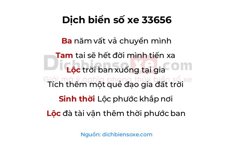 Dịch thơ biển số 33656