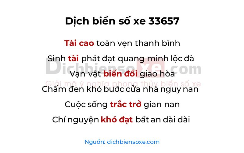 Dịch thơ biển số 33657