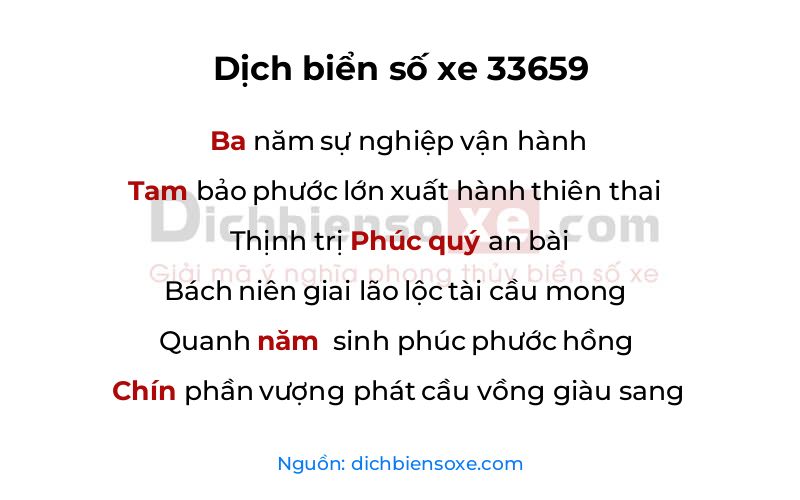 Dịch thơ biển số 33659
