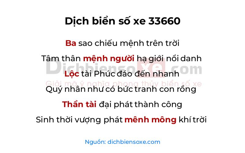 Dịch thơ biển số 33660