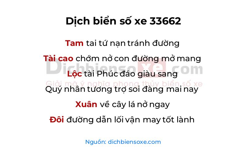 Dịch thơ biển số 33662