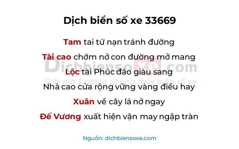 Dịch thơ biển số 33669