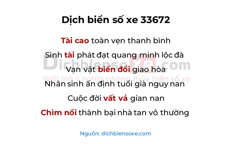 Dịch thơ biển số 33672