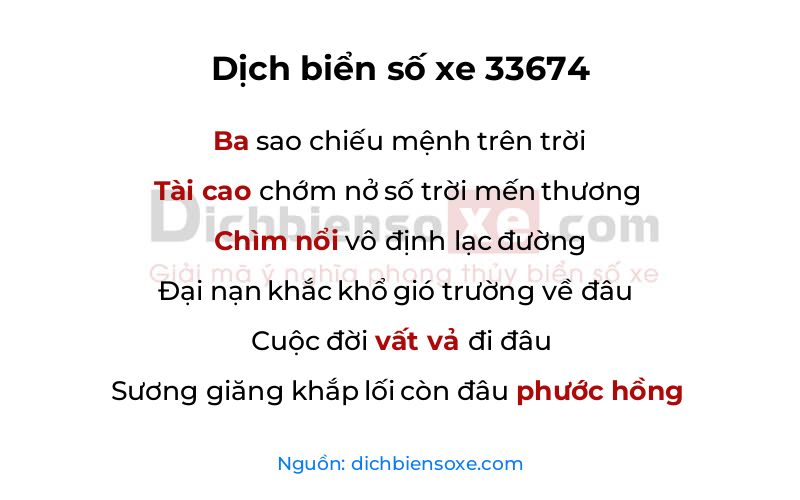 Dịch thơ biển số 33674