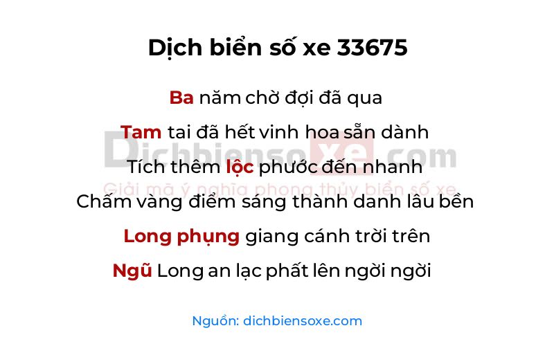 Dịch thơ biển số 33675