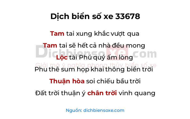 Dịch thơ biển số 33678