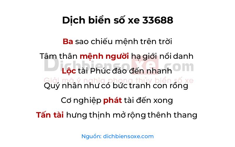 Dịch thơ biển số 33688