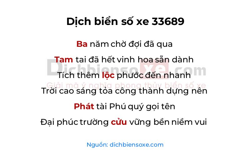 Dịch thơ biển số 33689