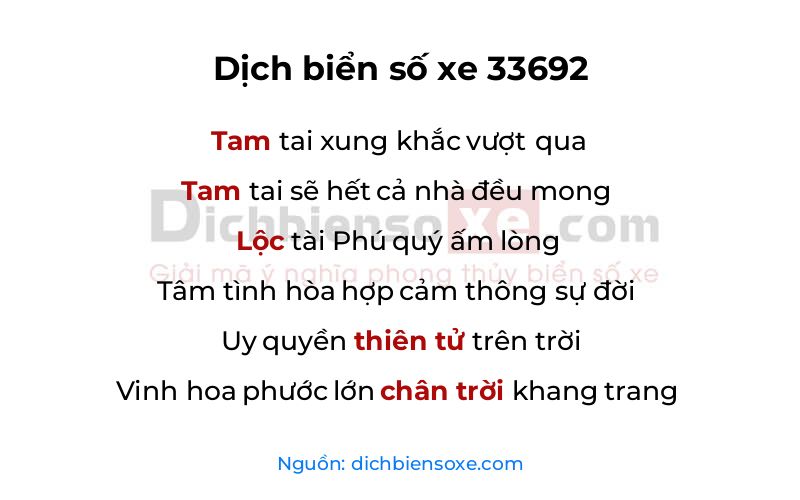 Dịch thơ biển số 33692
