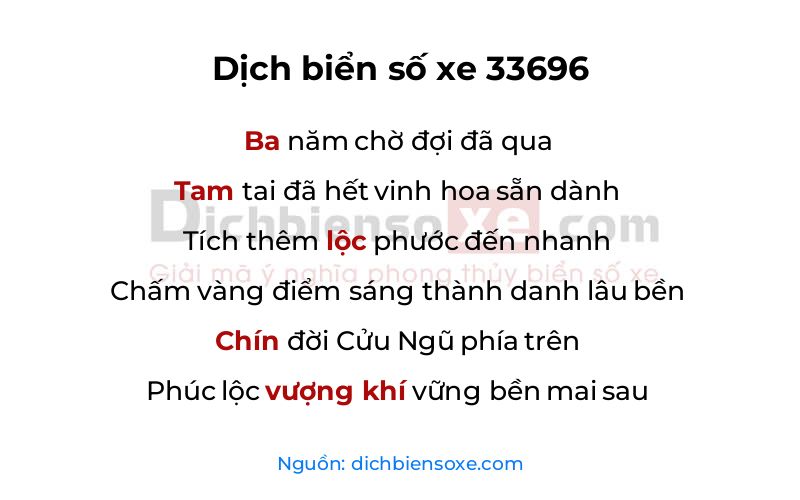 Dịch thơ biển số 33696