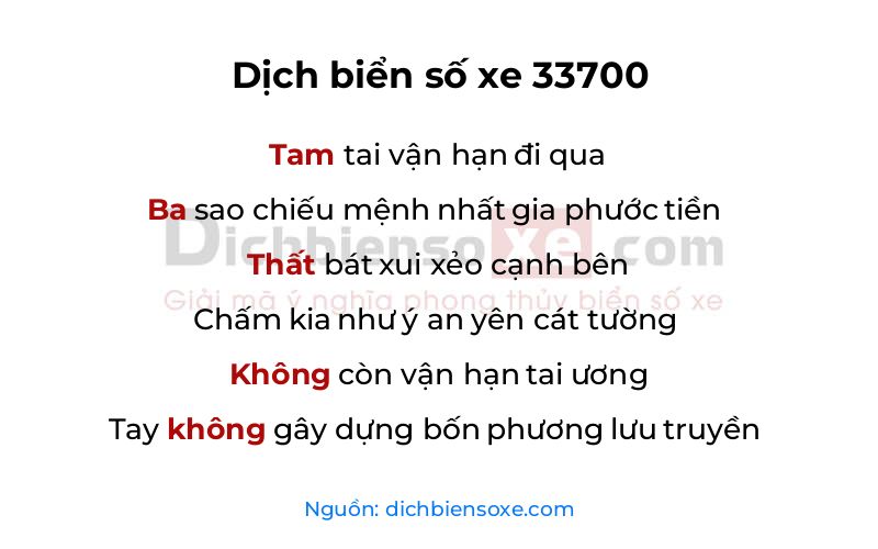 Dịch thơ biển số 33700