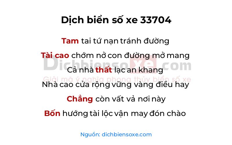 Dịch thơ biển số 33704