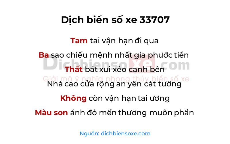 Dịch thơ biển số 33707