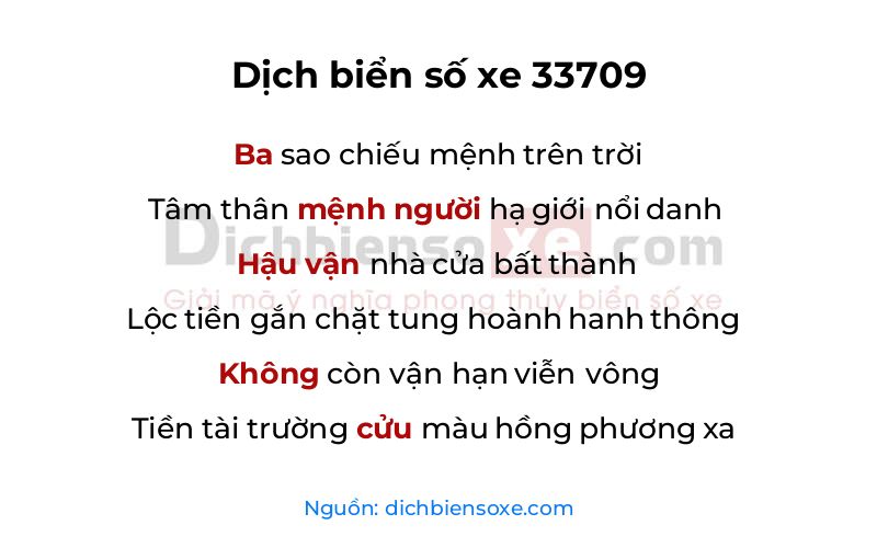 Dịch thơ biển số 33709