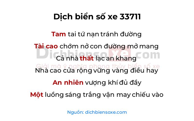 Dịch thơ biển số 33711
