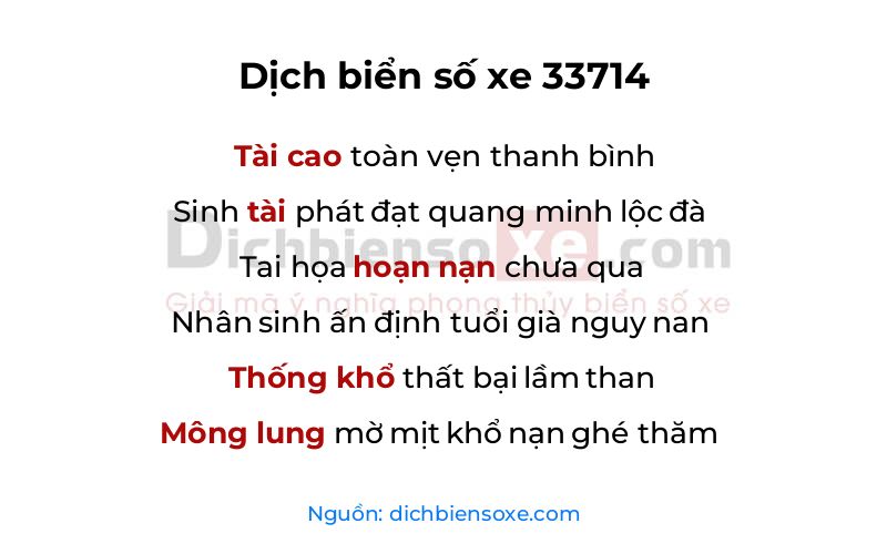 Dịch thơ biển số 33714