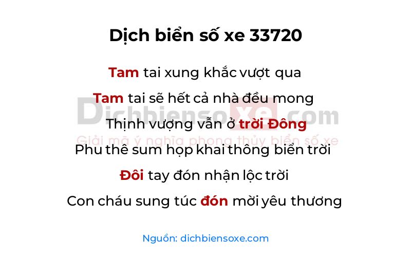 Dịch thơ biển số 33720