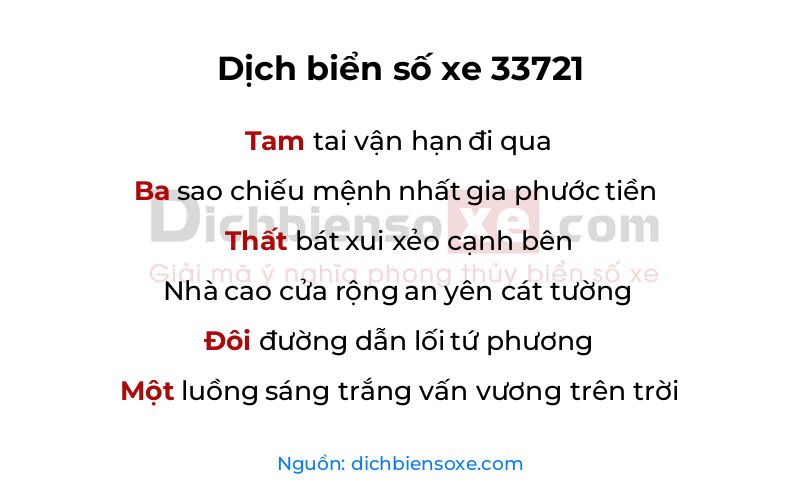 Dịch thơ biển số 33721