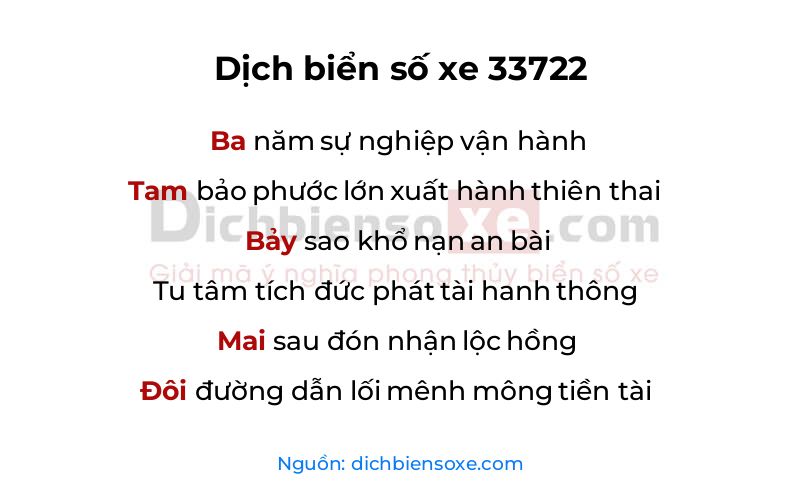 Dịch thơ biển số 33722