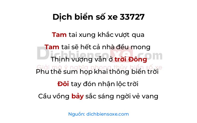 Dịch thơ biển số 33727