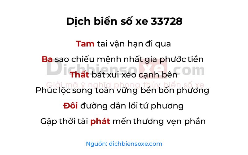 Dịch thơ biển số 33728