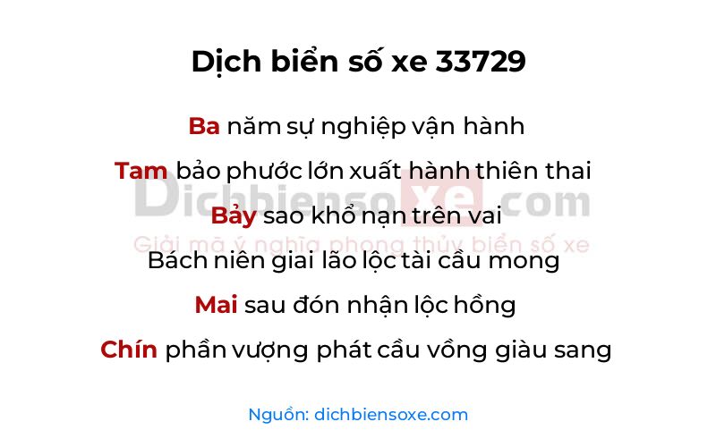Dịch thơ biển số 33729