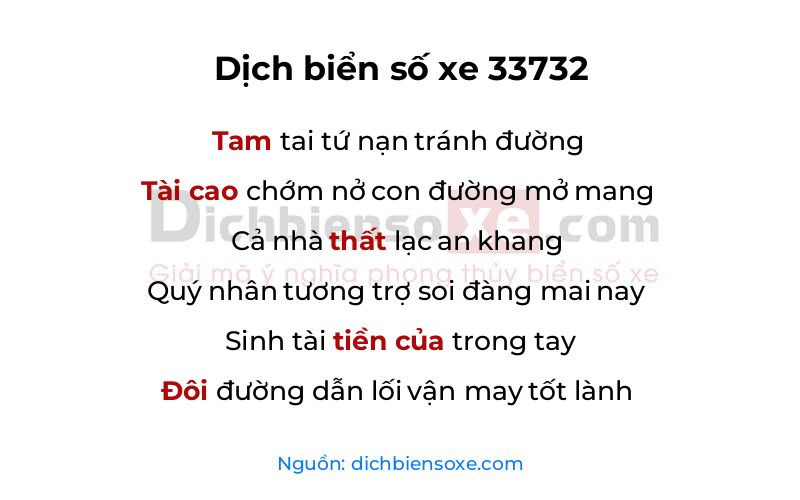 Dịch thơ biển số 33732