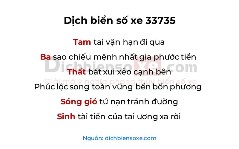 Dịch thơ biển số 33735