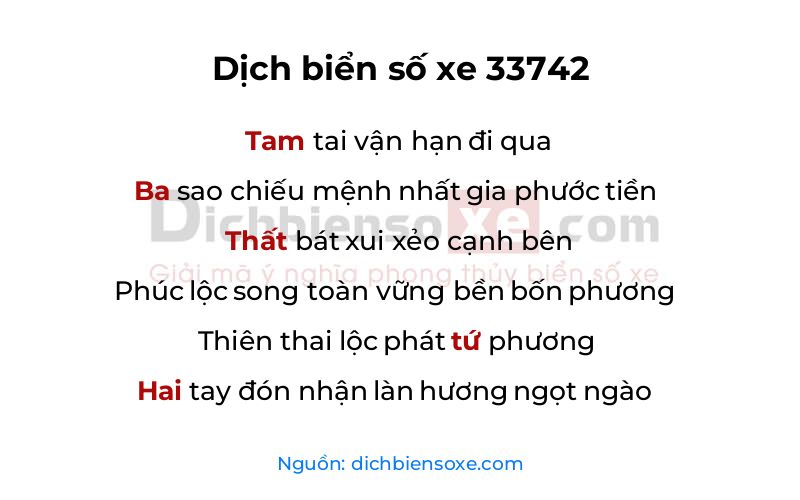 Dịch thơ biển số 33742