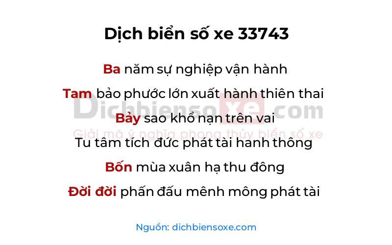 Dịch thơ biển số 33743