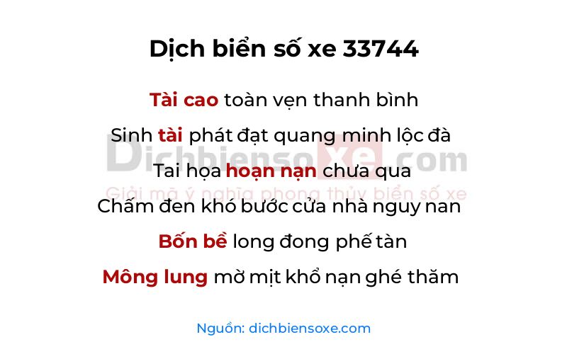 Dịch thơ biển số 33744