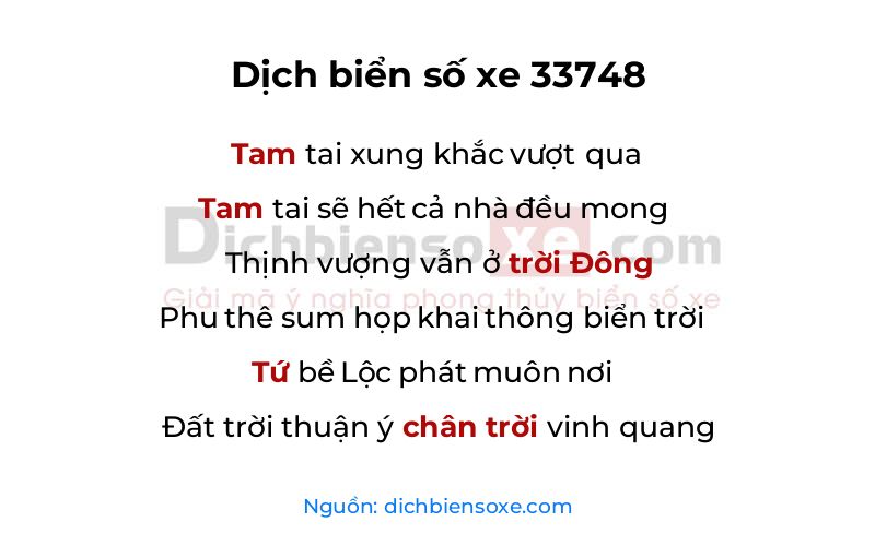 Dịch thơ biển số 33748
