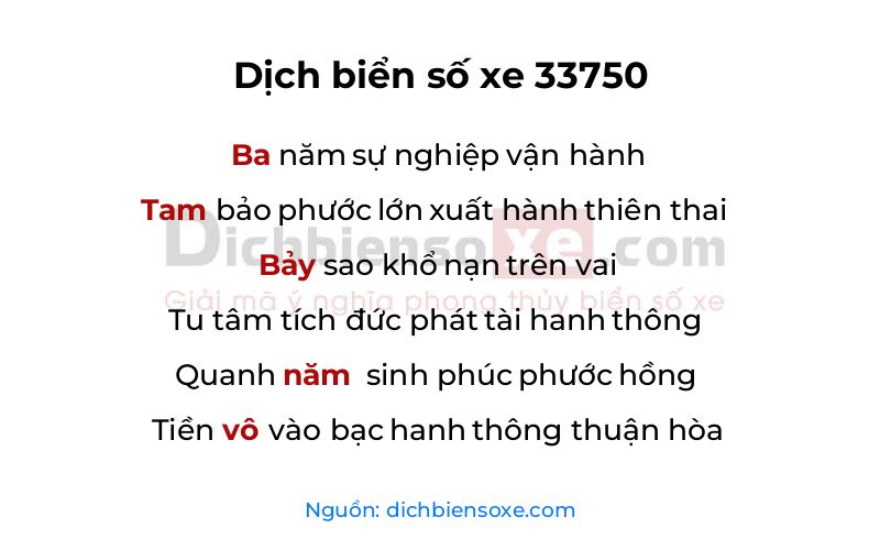 Dịch thơ biển số 33750