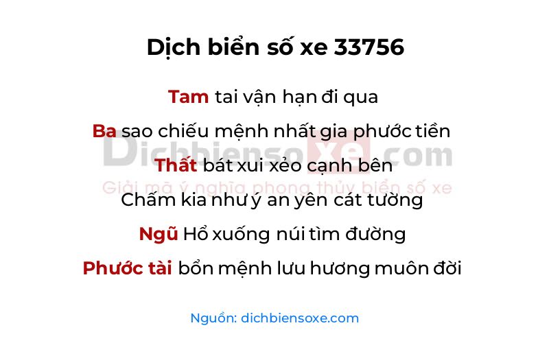 Dịch thơ biển số 33756