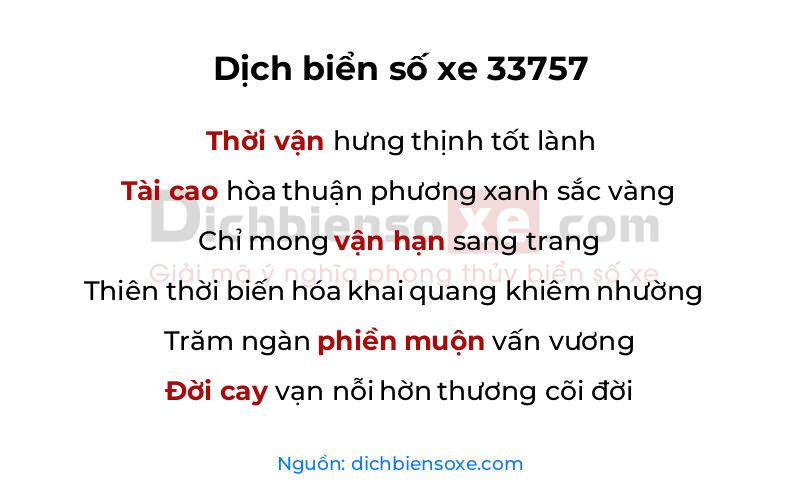 Dịch thơ biển số 33757
