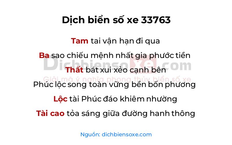 Dịch thơ biển số 33763