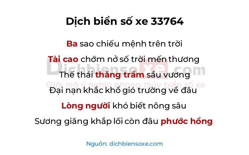 Dịch thơ biển số 33764