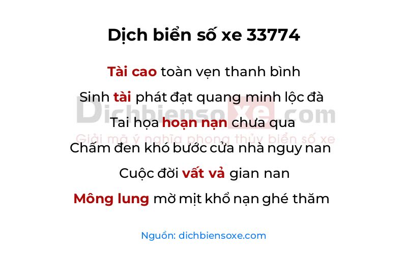 Dịch thơ biển số 33774