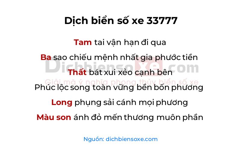 Dịch thơ biển số 33777