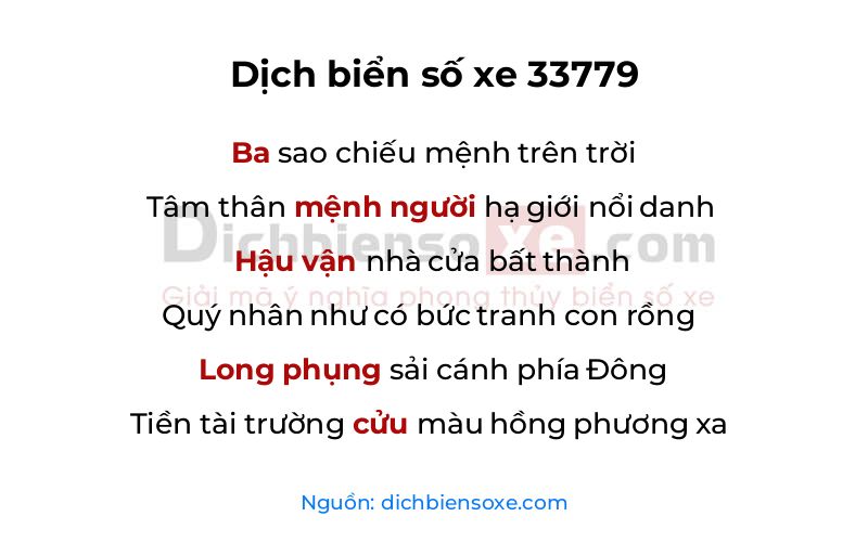 Dịch thơ biển số 33779
