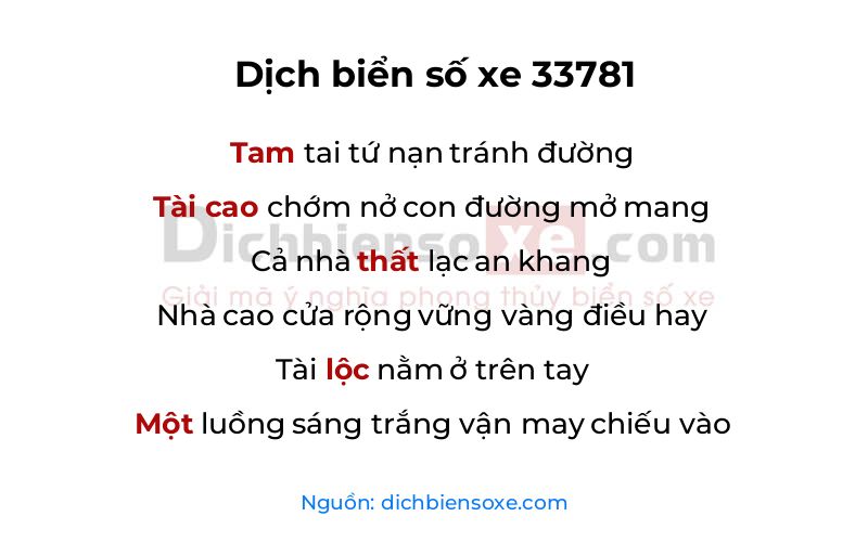 Dịch thơ biển số 33781