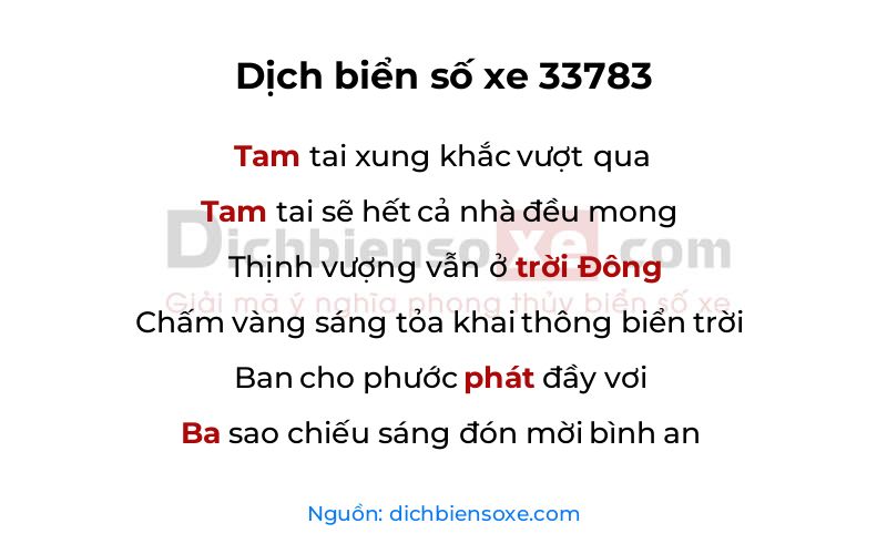 Dịch thơ biển số 33783