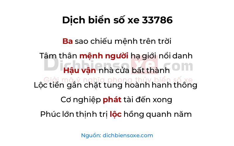 Dịch thơ biển số 33786