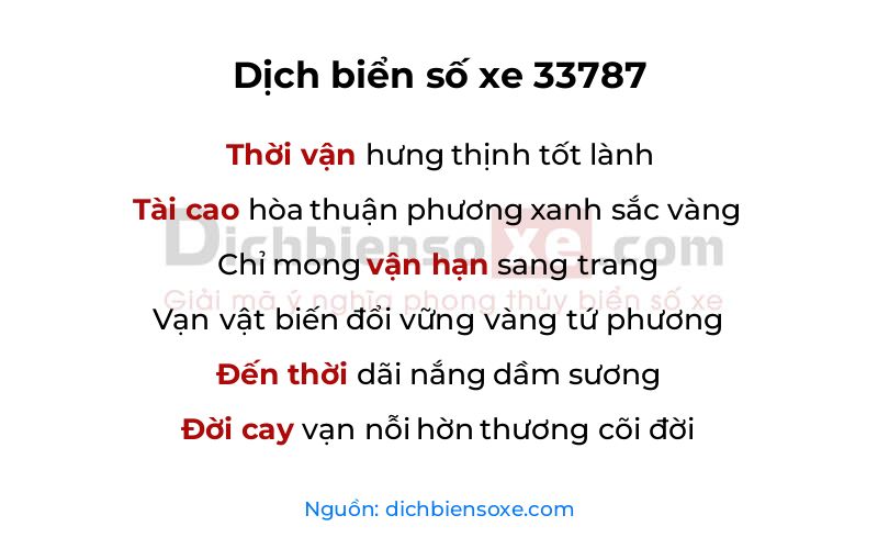 Dịch thơ biển số 33787